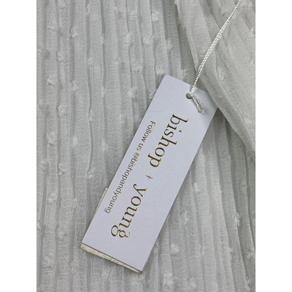 Bishop + Young Modern Romance Pleated Blouse Top M Ivory Sheer Keyhole Lace New - Picture 7 of 11